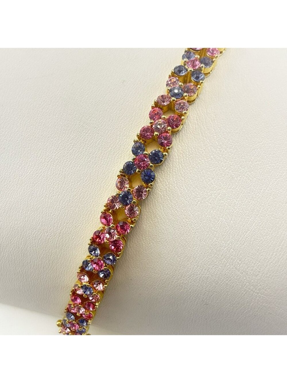 Joan Rivers Bracelet Pink Purple Rhinestone Tennis Pastel Statement Cocktail